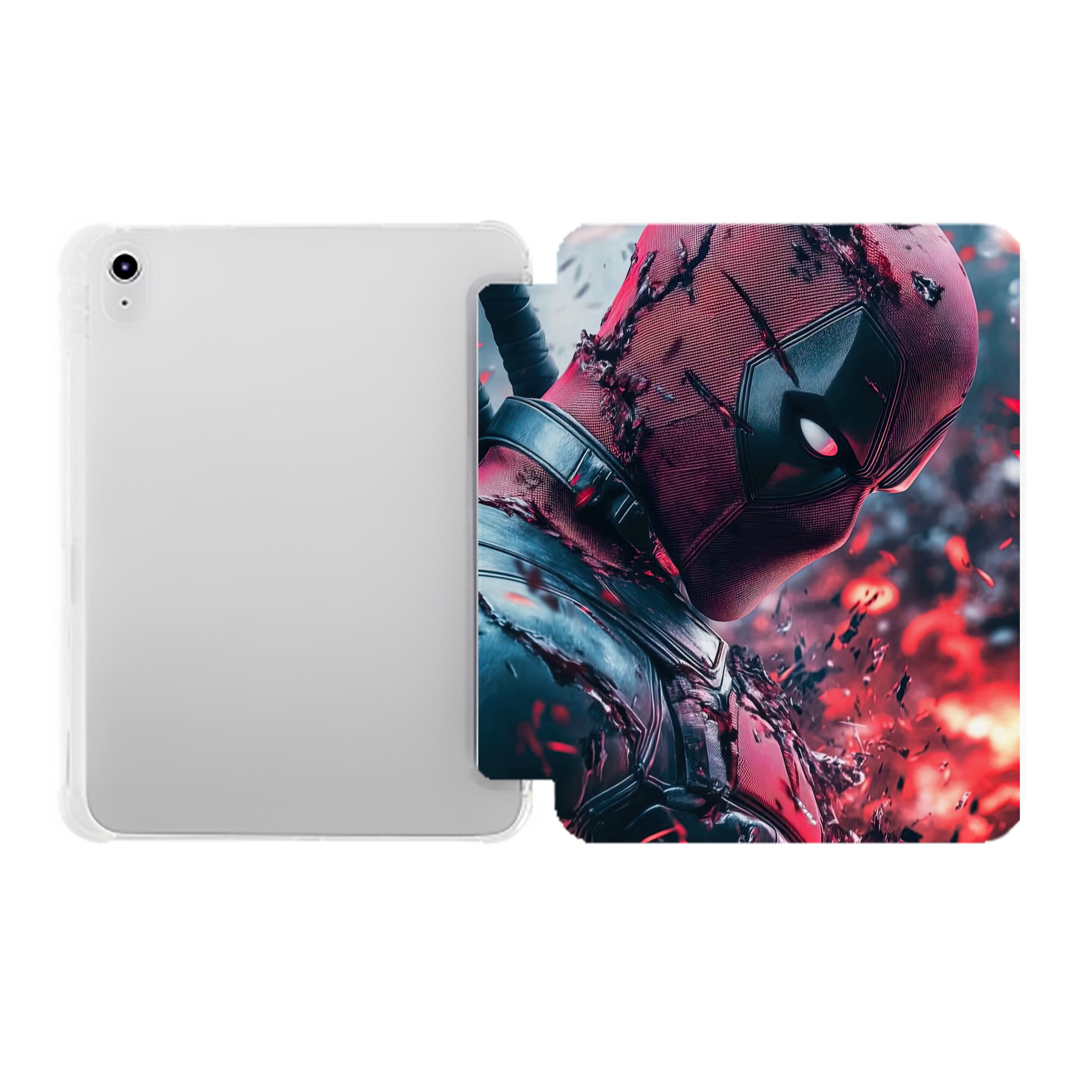 （画像用） Deadpool デッドプール IPad ケース ペン収納付き 三つ折りスタンド PUレザー×シリコン 対応機種9.5/10.5/10.9インチ